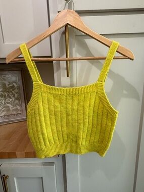 wild fable Neon Yellow Ribbed Cropped Tank Top